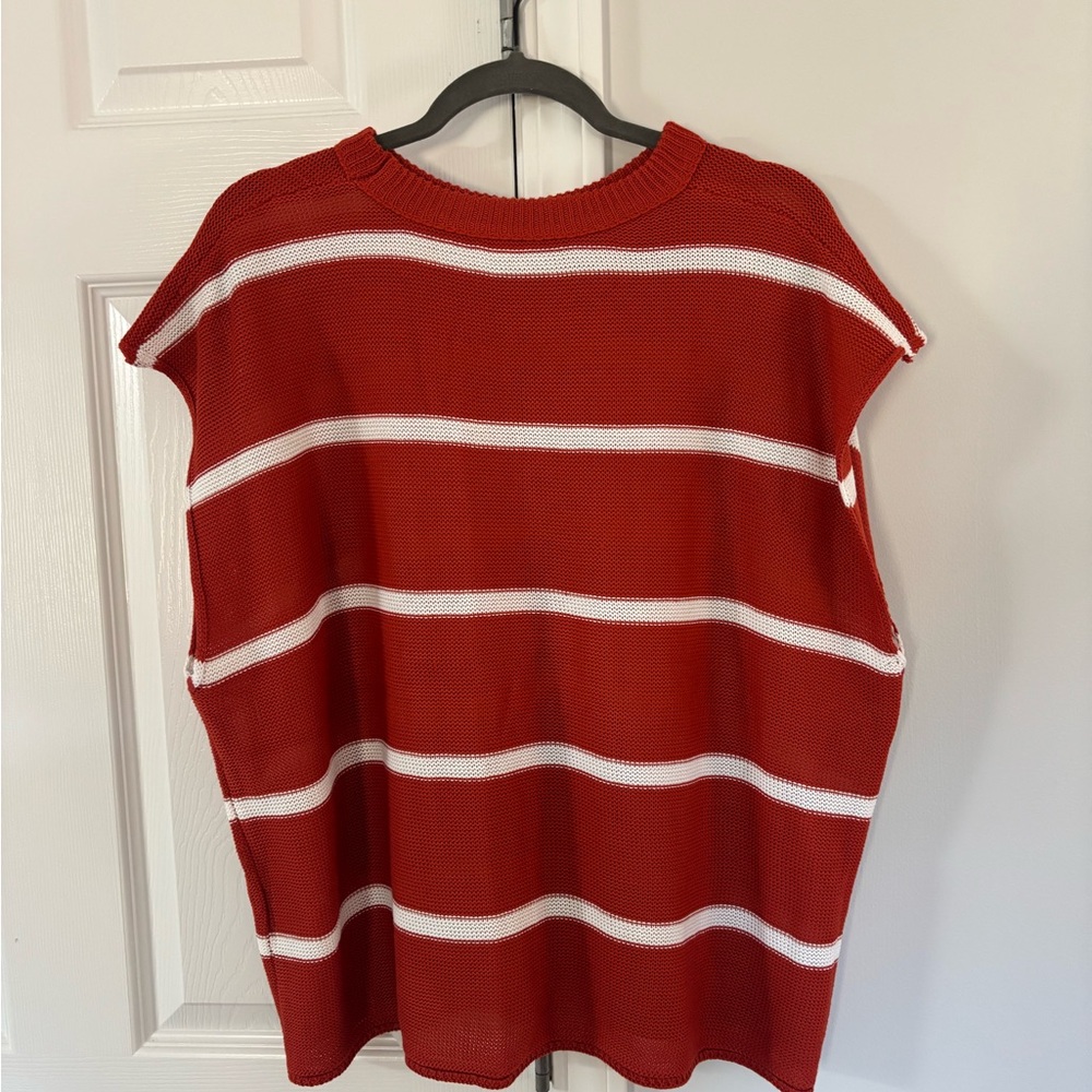 SHEIN Red and White Striped Blouse